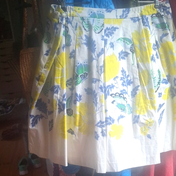 Talbots Dresses & Skirts - Talbots RSVP Collection, Yellow and Blue Mini Skater Skirt with Butterflies